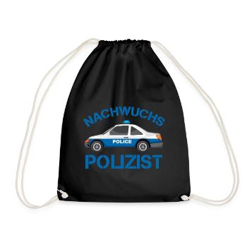 Nachwuchs polizist Geschenk Polizei - Turnbeutel - Schwarz - Vorne