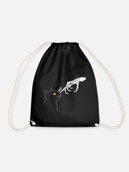 Cat Graphic - Drawstring Bag - black