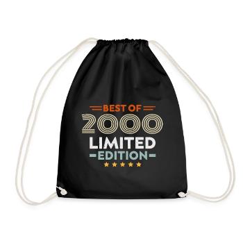 Retro 2000 Vintage Geschenk 24. Geburtstag 24 Jahre - Turnbeutel - Schwarz - Vorne