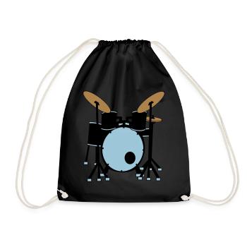 Schlagzeug Instrument Geschenkidee Musik Band - Turnbeutel - Schwarz - Vorne