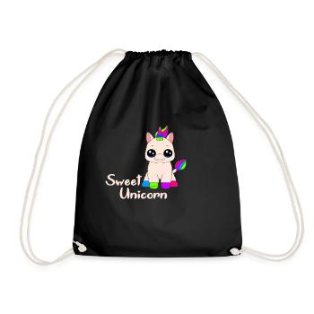 Unicorn#Sweet Unicorn#Einhorn#Geschenkidee - Turnbeutel - Schwarz - Vorne