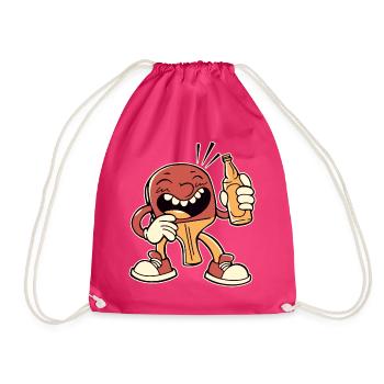 Table tennis bat with beer bottle beer plays - Drawstring Bag - fuchsia - Front