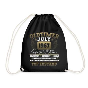 Oldtimer Juli 1967 55. Geburtstag Geschenk Herren - Turnbeutel - Schwarz - Vorne
