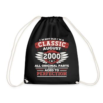 Vintage 2000 Classic Cadeau d’anniversaire Août - Sac de sport léger - noir - Devant
