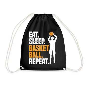 Eat Sleep Basketball Repeat I Girl Basketball player - Drawstring Bag - black - Front