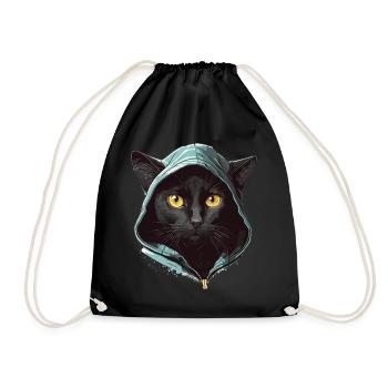 Katzenkopf Schwarze Katze Bombay Happy Cat Katzen - Turnbeutel - Schwarz - Vorne