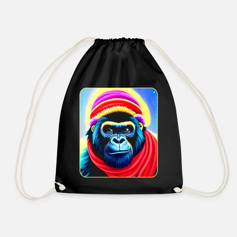 Cooler Gorilla mit Wintermütze - Turnbeutel - Schwarz