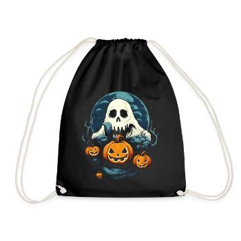 Fantôme, Fantôme, Lune, Citrouille, Halloween, Costume - Sac de sport léger - noir - Devant