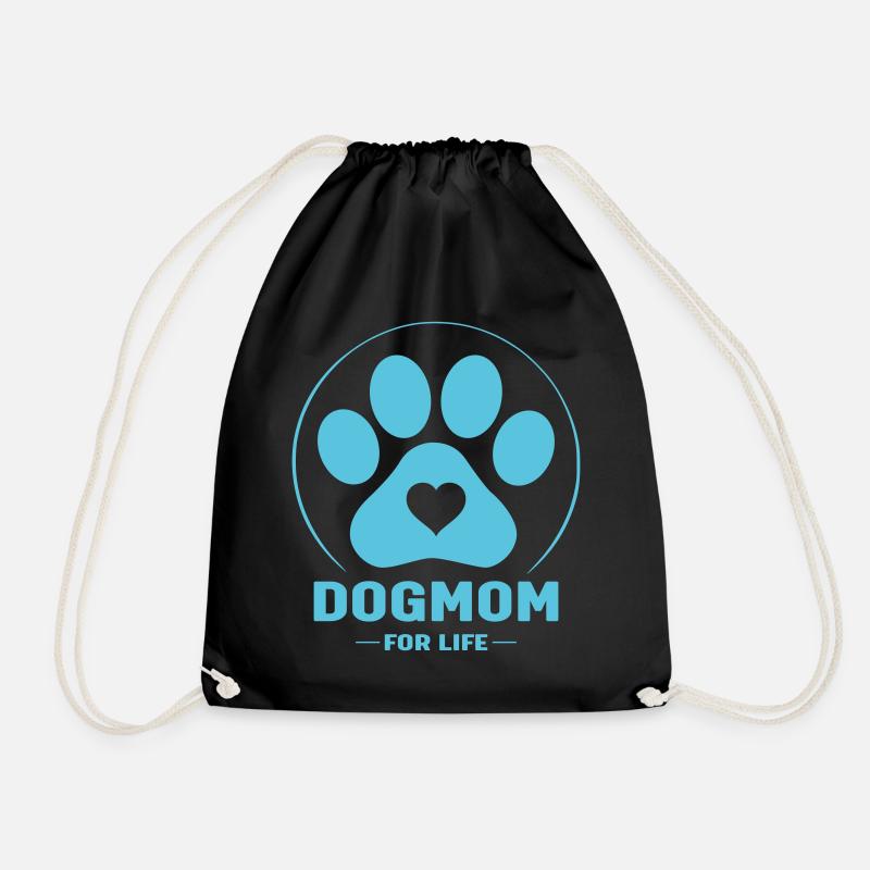 Dog mom for life - Drawstring Bag - black