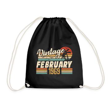 Millésime Né Février 1969 Cadeau 55e Anniversaire - Sac de sport léger - noir - Devant