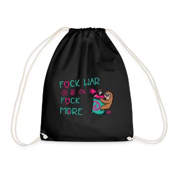 Hippie Sloth | Peace Movement - Drawstring Bag - black - Front