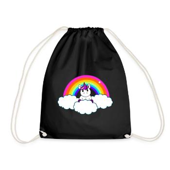 Regenbogen Einhorn - Turnbeutel - Schwarz - Vorne