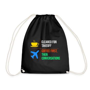 Air Traffic Controller Coffee ATC Aviation Humor - Drawstring Bag - black - Front