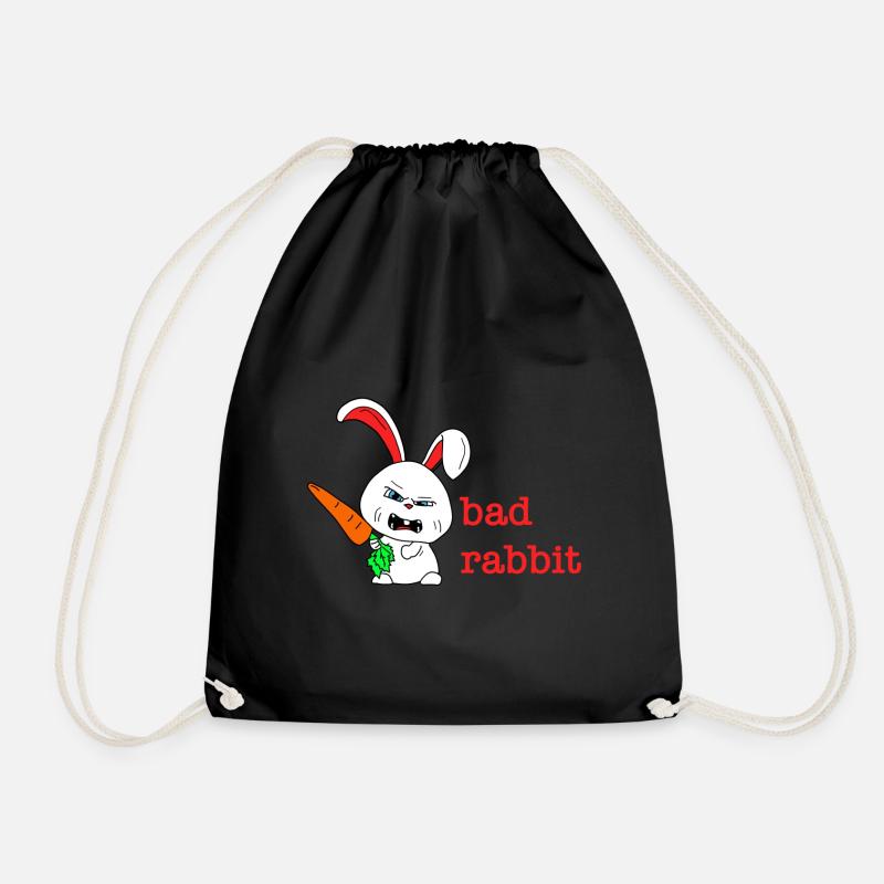 badrabbit - bad bunny - bad rabbit - Drawstring Bag - black