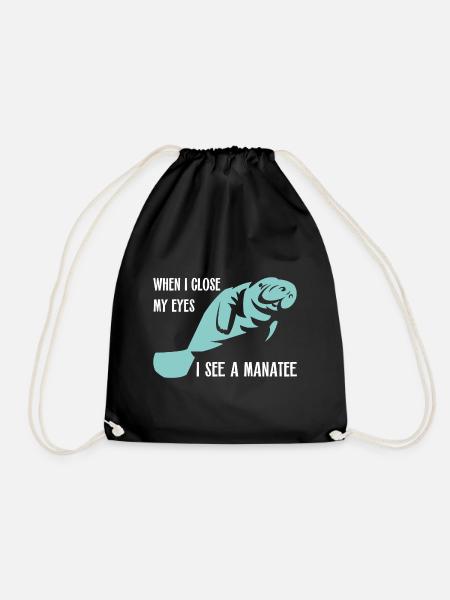 Ich träume von Manatee und Dugong - Turnbeutel - Schwarz