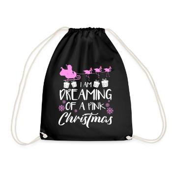 I am dreaming of a pink christmas - flamingo - Drawstring Bag - black - Front
