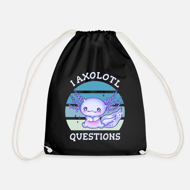 I axolotl questions - Drawstring Bag - black