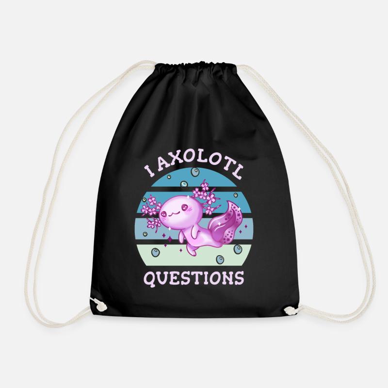I axolotl questions - Drawstring Bag - black