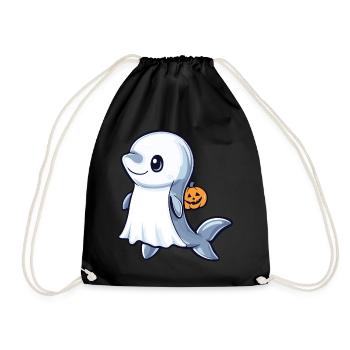 Dolphin Halloween Comic Ghost - Drawstring Bag - black - Front