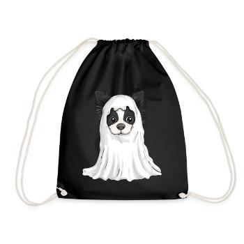 Border Collie Hund Halloween Comic Geist - Turnbeutel - Schwarz - Vorne