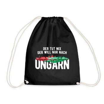 Der Will Nur Nach Ungarn Ungarische Flagge Ungarn - Turnbeutel - Schwarz - Vorne