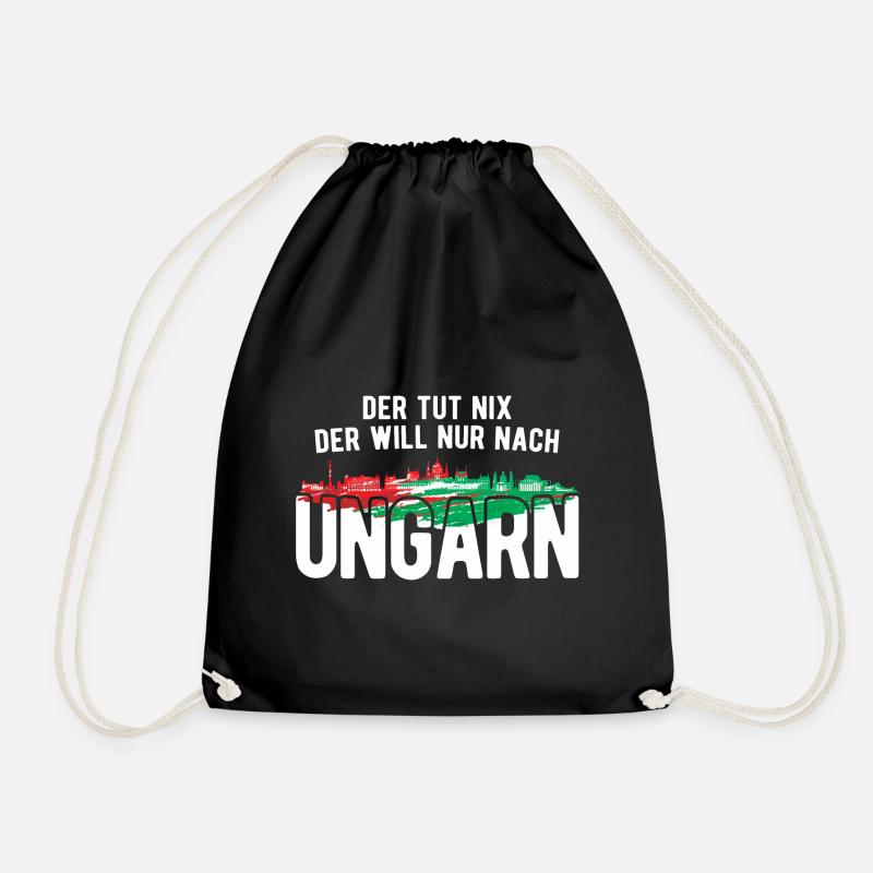 Der Will Nur Nach Ungarn Ungarische Flagge Ungarn - Turnbeutel - Schwarz
