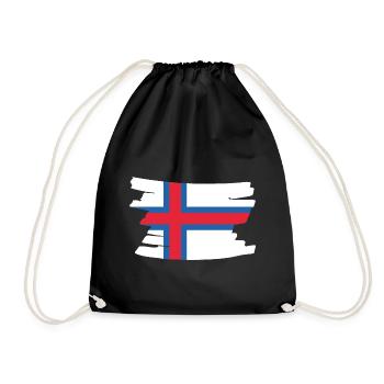 Faroe Islands National Flag - horizontal brush - Drawstring Bag - black - Front