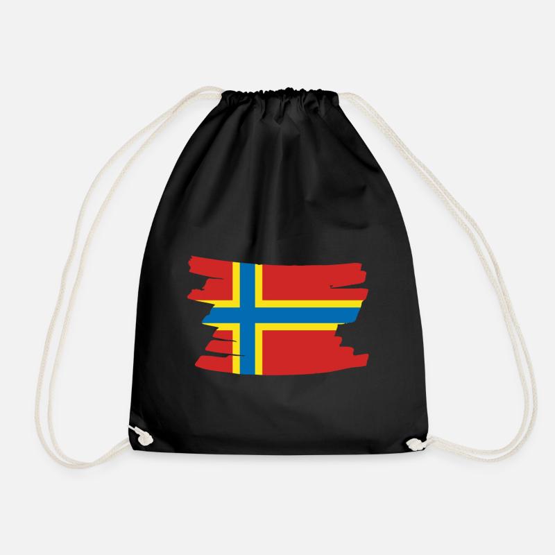 Orkney Islands National Flag - horizontal brush - Drawstring Bag - black