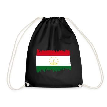 Tajikistan National Flag - brush vertical - Drawstring Bag - black - Front