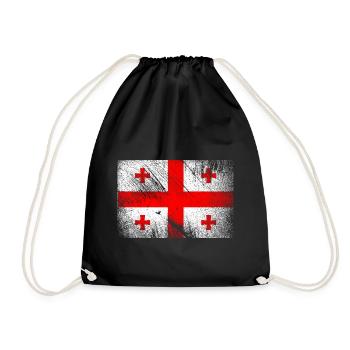 Georgia Flag - Vintage Grunge - Drawstring Bag - black - Front