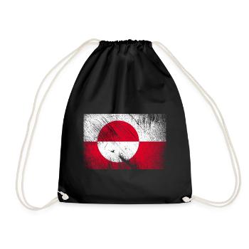 Greenland flag - vintage grunge - Drawstring Bag - black - Front