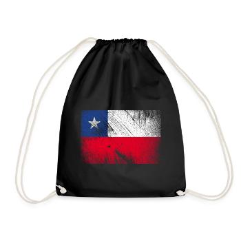 Chile Flag - Vintage Grunge - Drawstring Bag - black - Front
