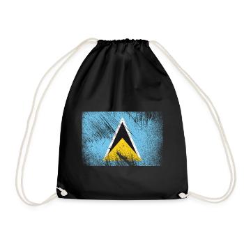 Saint Lucia Flag - Vintage Grunge - Drawstring Bag - black - Front