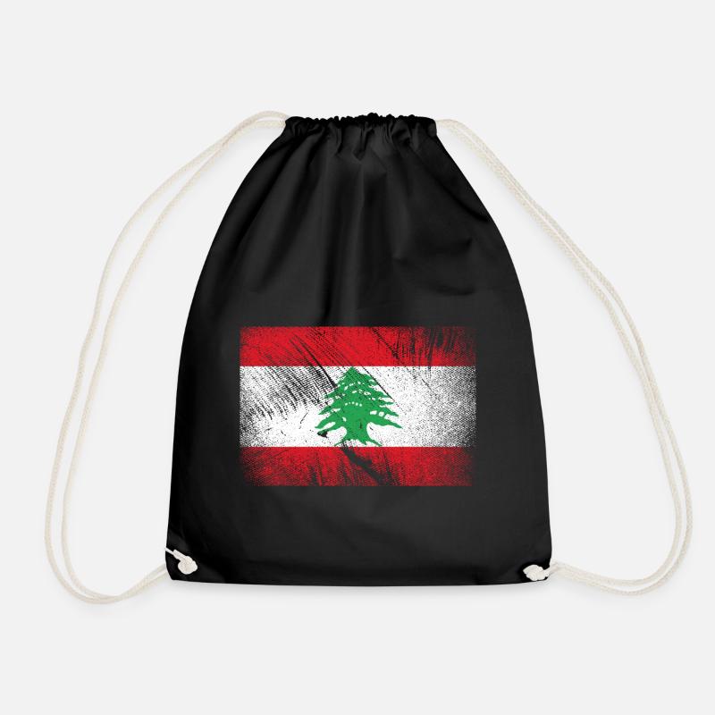 Libanon Flagge - Vintage Grunge - Turnbeutel - Schwarz