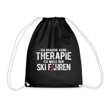 Keine Therapie Muss Nur Ski Fahren Berge Ski - Turnbeutel - Schwarz - Vorne
