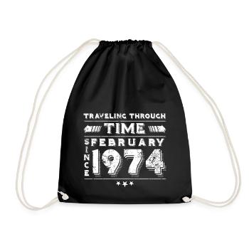 Vintage Zeitreise Geburtstags Design Februar 1974 - Turnbeutel - Schwarz - Vorne