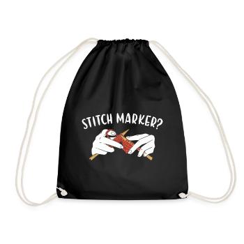 Stitch Marker? Knitting - Drawstring Bag - black - Front
