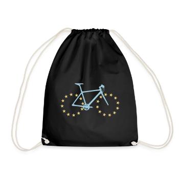 Bicycle with Europe tires - Drawstring Bag - black - Front