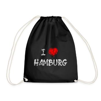 Hamburg Stadt Geschenk Liebe - Turnbeutel - Schwarz - Vorne