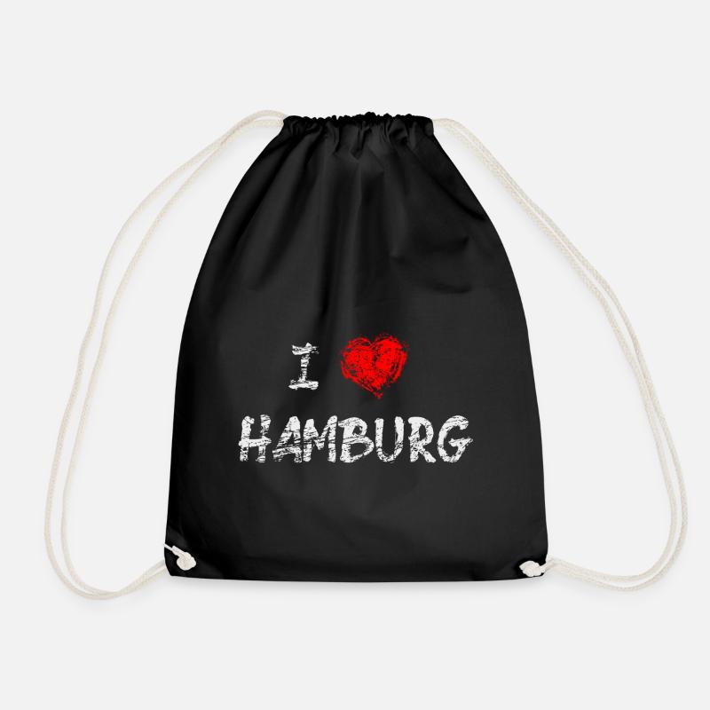 Hamburg Stadt Geschenk Liebe - Turnbeutel - Schwarz