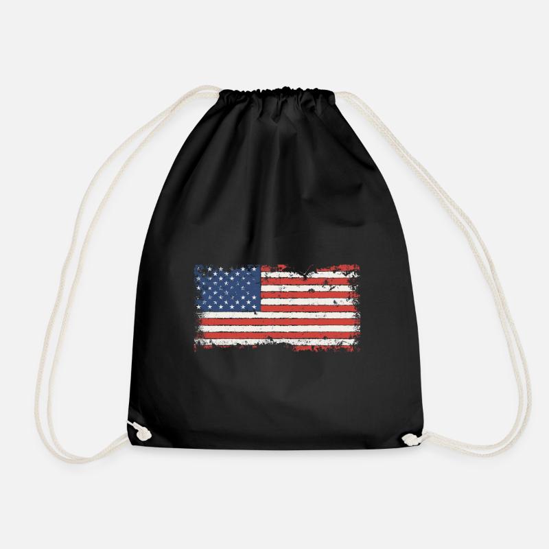 USA flag America - Drawstring Bag - black
