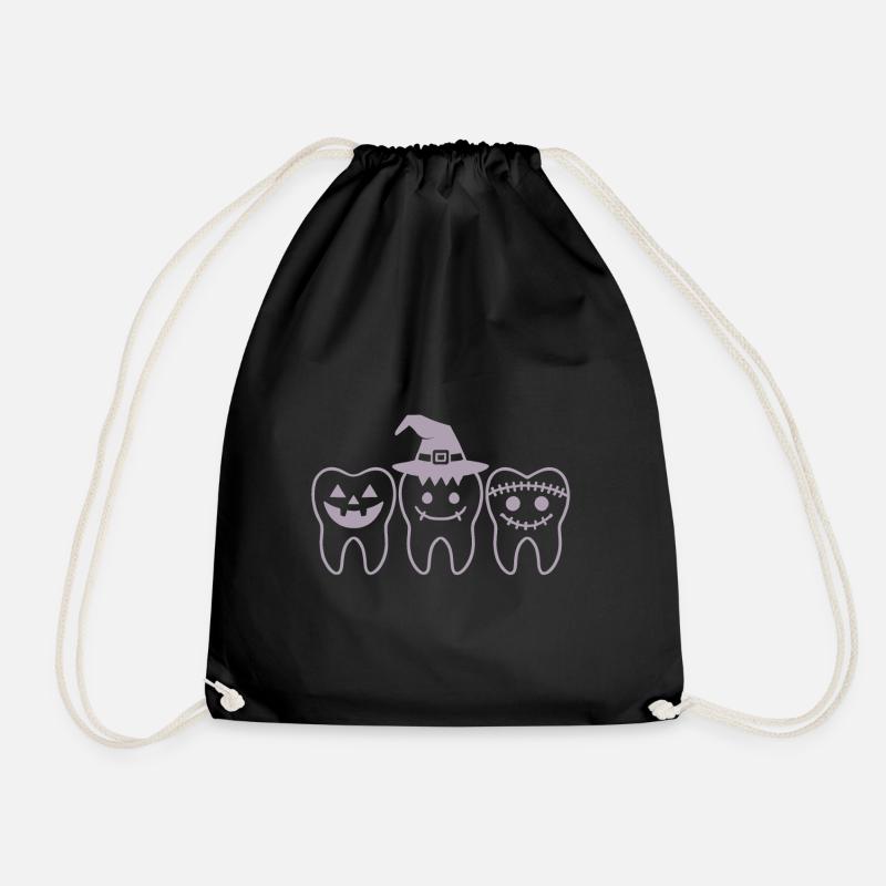 Trick or Teeth Halloween Design for Dentists - Drawstring Bag - black