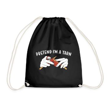 Pretend I'm A Yarn Knitting - Drawstring Bag - black - Front