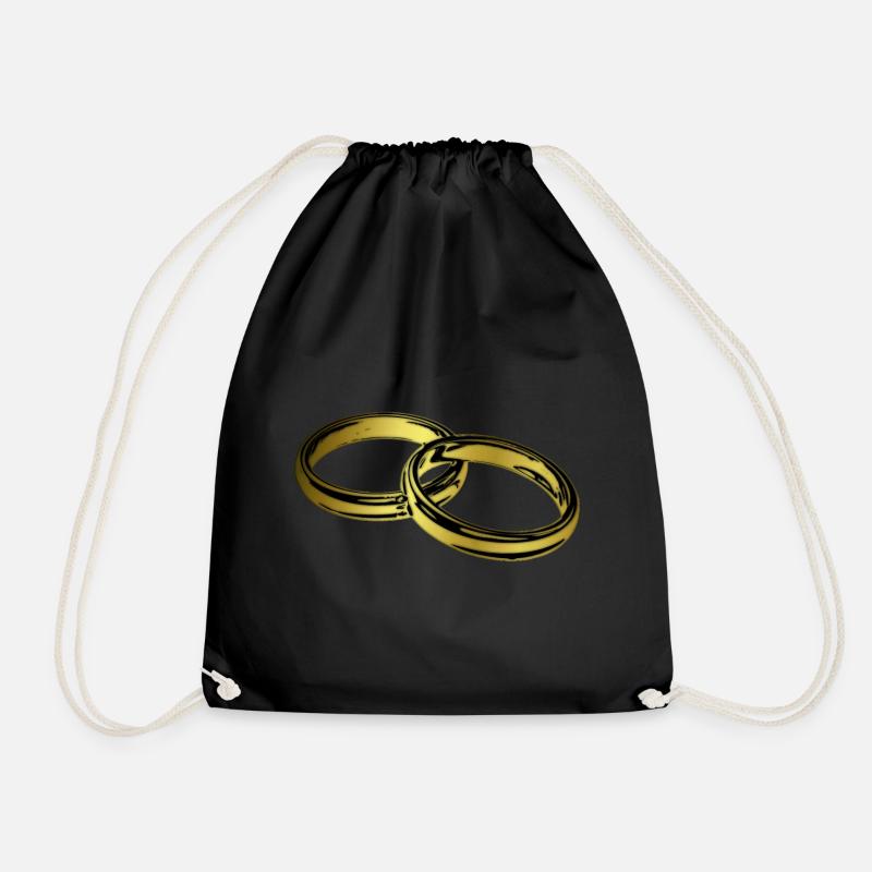 Rings wedding engagement anniversary - Drawstring Bag - black