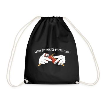 Facilement distrait par le tricot - Sac de sport léger - noir - Devant
