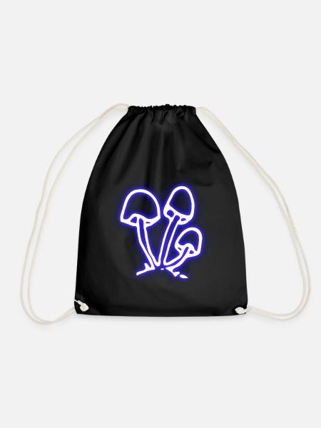 fungi - Drawstring Bag - black