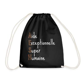 AESH Aide Exceptionnelle Super Humaine - Sac de sport léger - noir - Devant