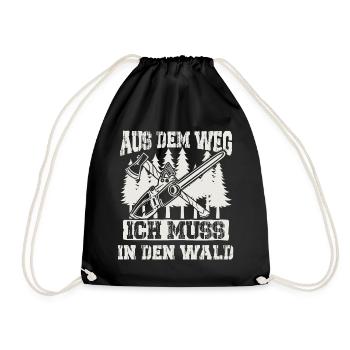 Aus dem Weg ich muss in den Wald - Turnbeutel - Schwarz - Vorne