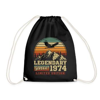 Legendary since 1974 Vintage Vintage Birthday - Drawstring Bag - black - Front