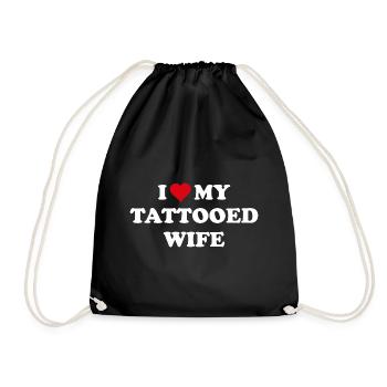 Tattoo Lovers Tattooed Wife Valentines day Husband - Drawstring Bag - black - Front